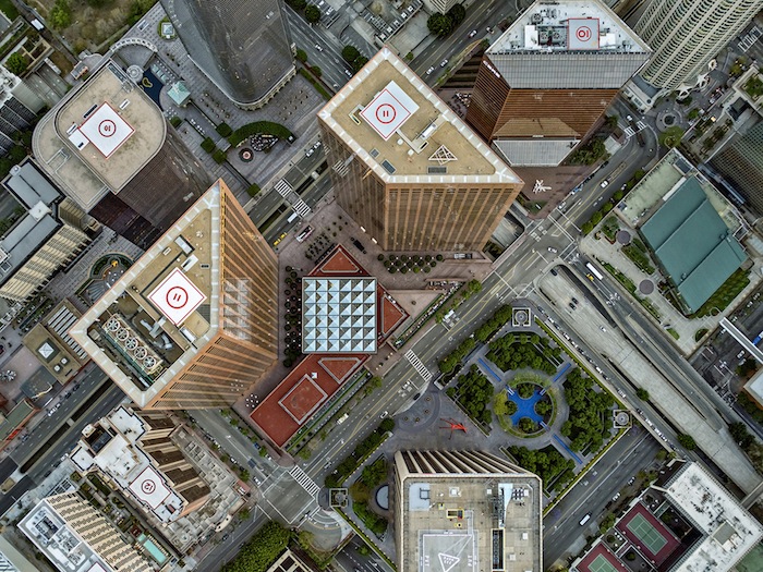 Aerial photographs, architecture, housing, ports, airports, marinas