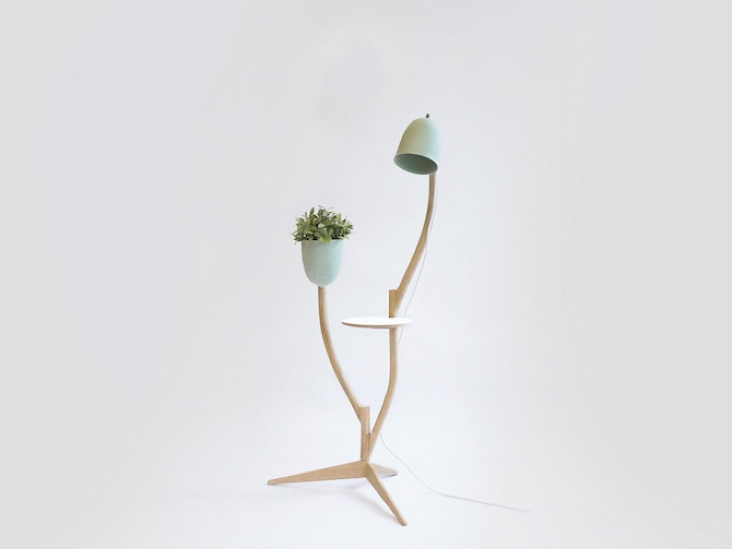 A Lamp, A Table And A Flower Pot In One