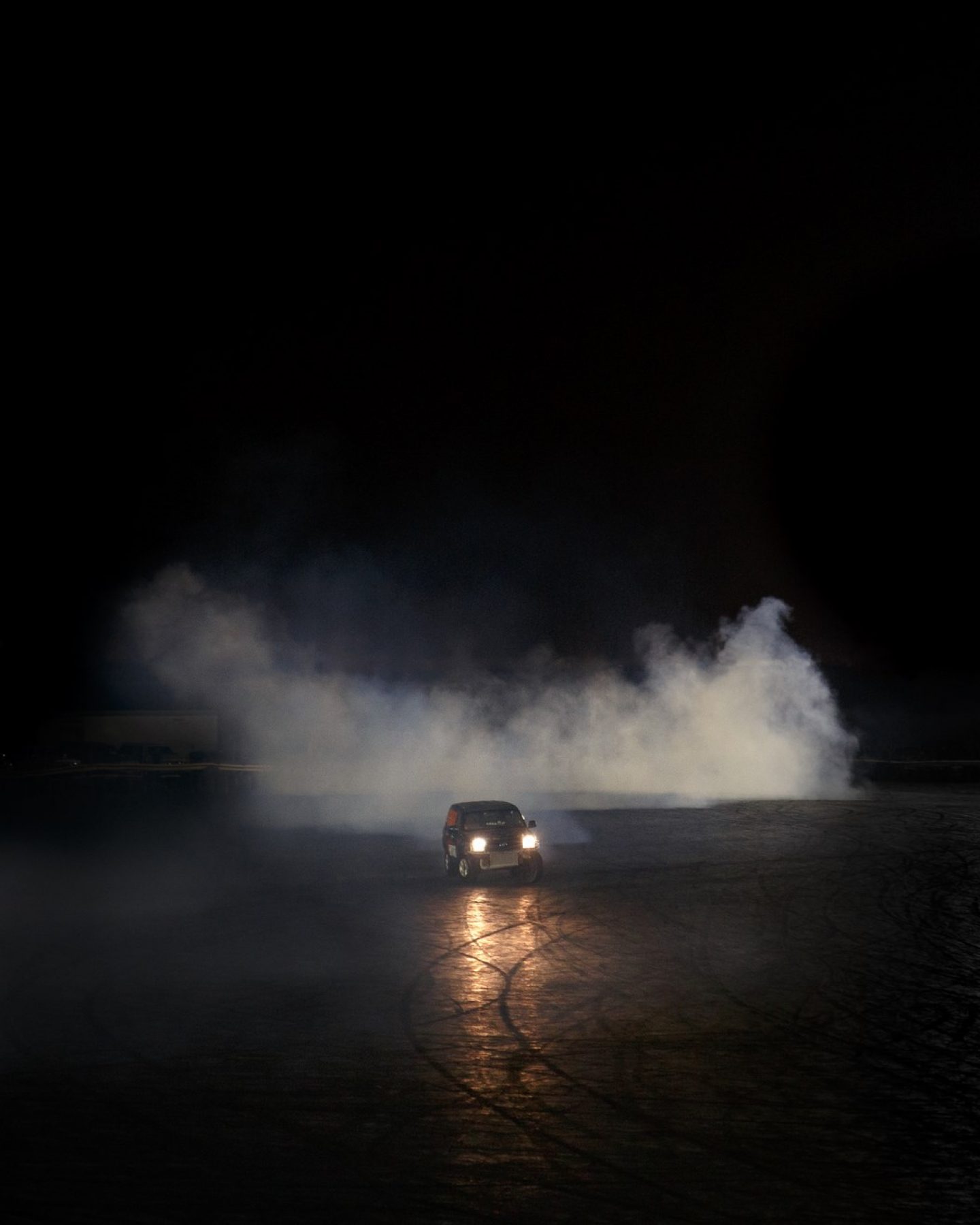 A drifter takes his turn on the track in Umm Al Quwain