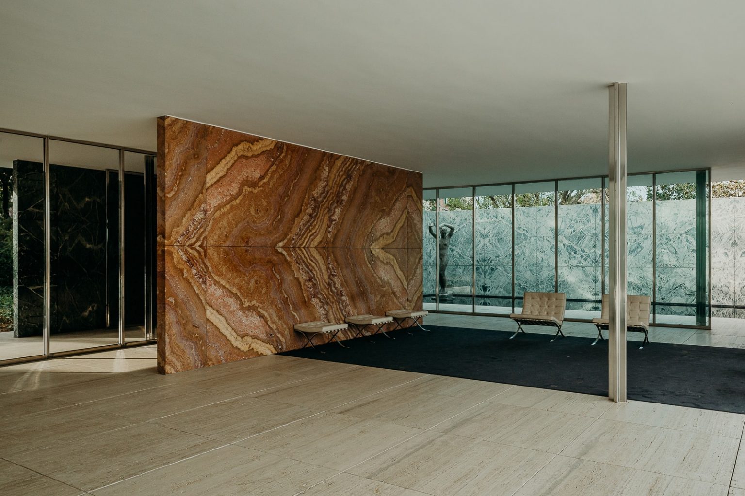 The Barcelona Pavilion By Ludwig Mies Van Der Rohe Is A Textural 